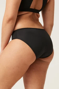 Cueca biquíni menstrual adolescente nylon reciclado preto absorção leve moderada