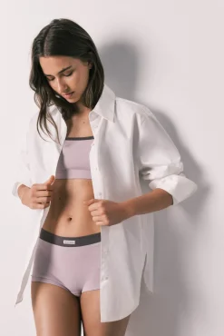Cueca boxer sem costura canelada lilás