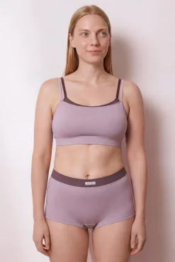 Cueca boxer sem costura canelada lilás