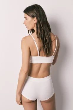 Cueca boxer sem costura canelada branca