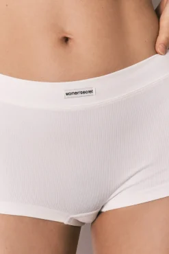 Cueca boxer sem costura canelada branca
