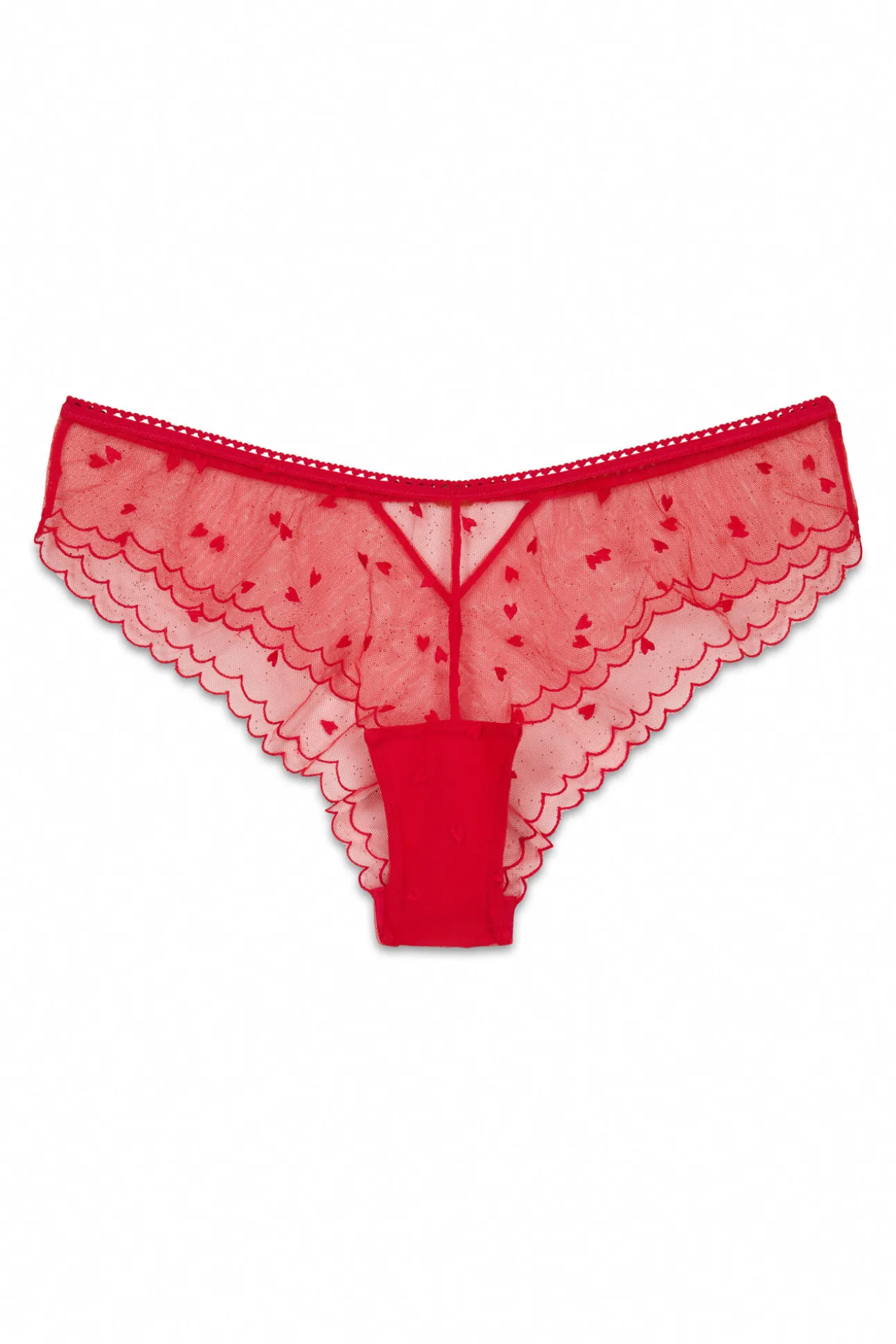Cueca brasileira em tule bordado vermelha