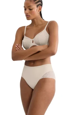Cueca cintura alta em renda e microfibra