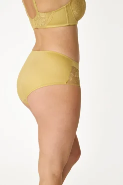Cueca clássica cintura alta em renda floral