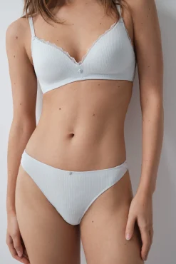 Cueca clássica em algodão canelado azul