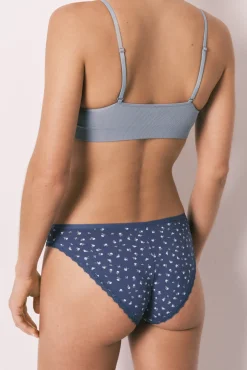 Cueca clássica estampada de flores azul