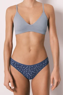 Cueca clássica estampada de flores azul