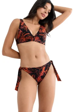 Cueca de biquíni brasileira com laços tropical