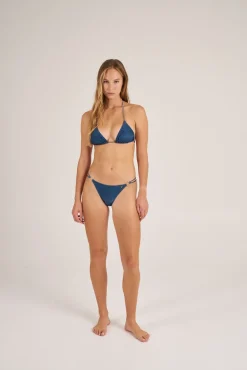 Cueca de biquíni brasileira de tira dupla lúrex