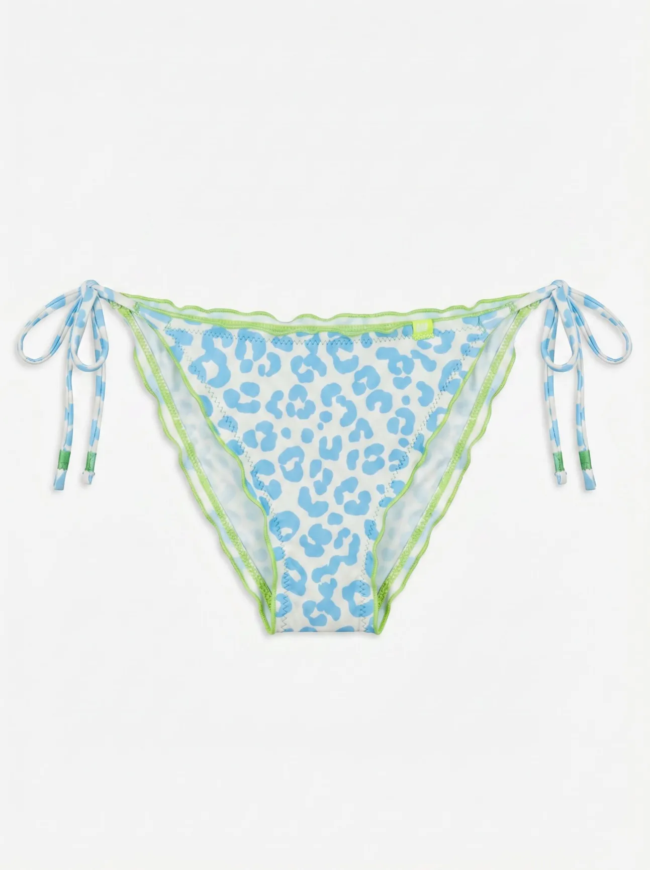 Cueca de biquíni brasileira de tiras animal print azul