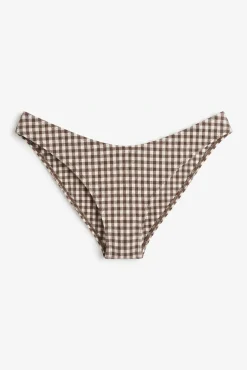 Cueca de biquíni brasileira efeito U vichy marrom