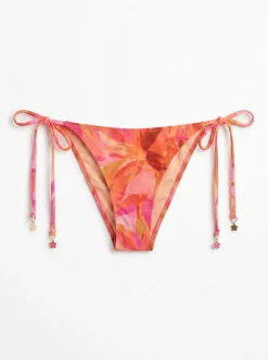 Cueca de biquíni brasileira em tercido mesh estampado maxi floral