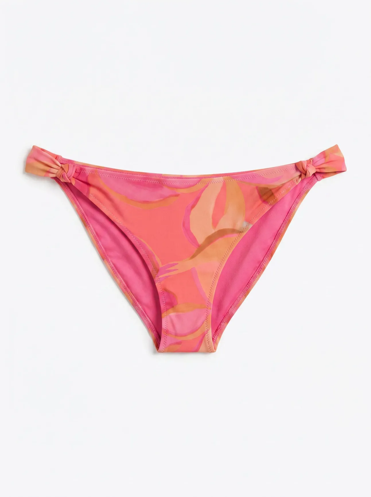 Cueca de biquíni clássica efeito U em tercido mesh floral