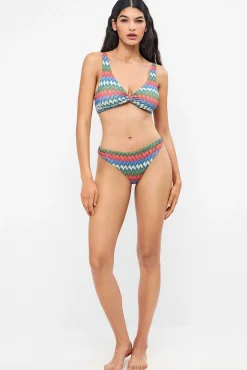 Cueca de biquíni clássica estampado zig zag