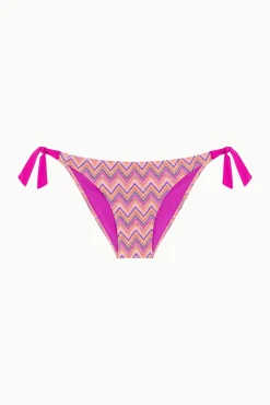 Cueca de biquíni com laços laterais em ziguezague