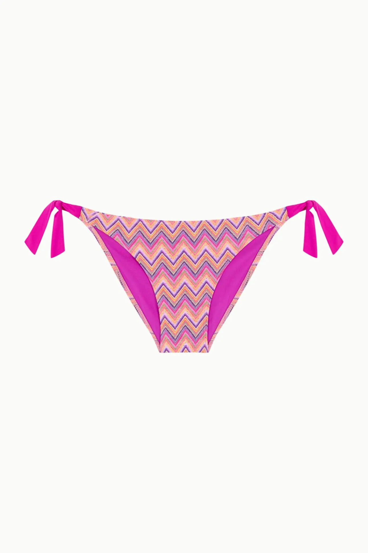 Cueca de biquíni com laços laterais em ziguezague