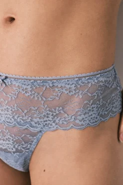 Cueca larga de renda azul