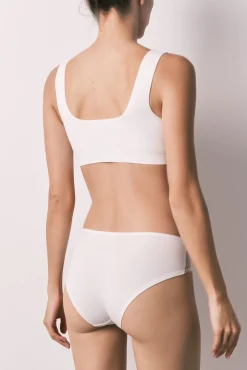 Cueca larga em algodão e plumeti branco
