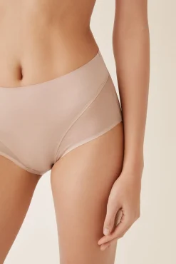 Cueca média modeladora tule nude