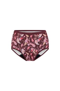 Cueca menstrual cintura alta em bambu fluxo abundante vermelho