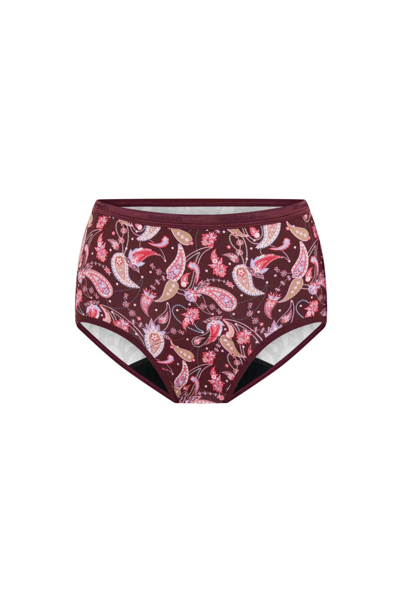 Cueca menstrual cintura alta em bambu fluxo abundante vermelho