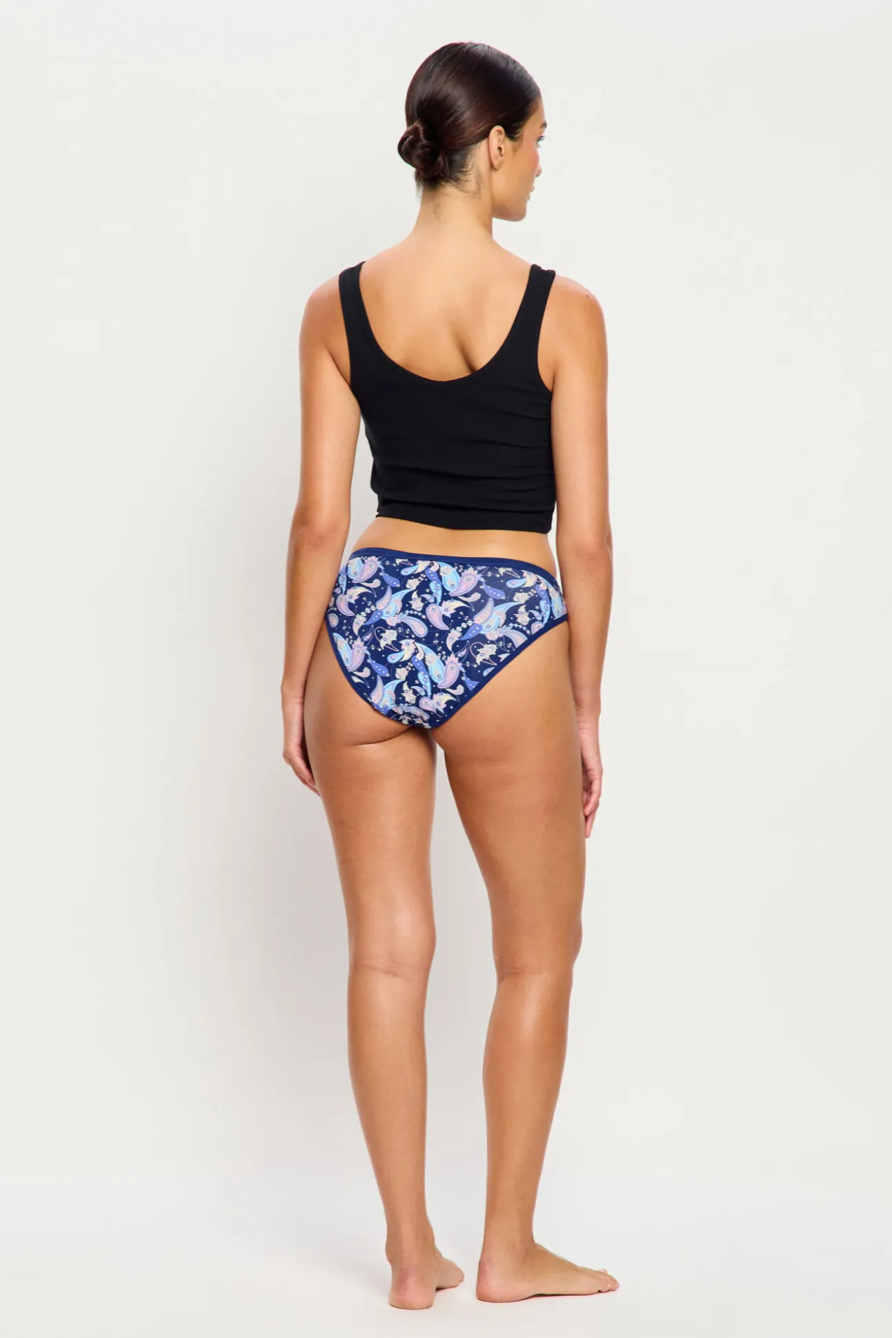 Cueca menstrual em bambu fluxo super azul-marinho