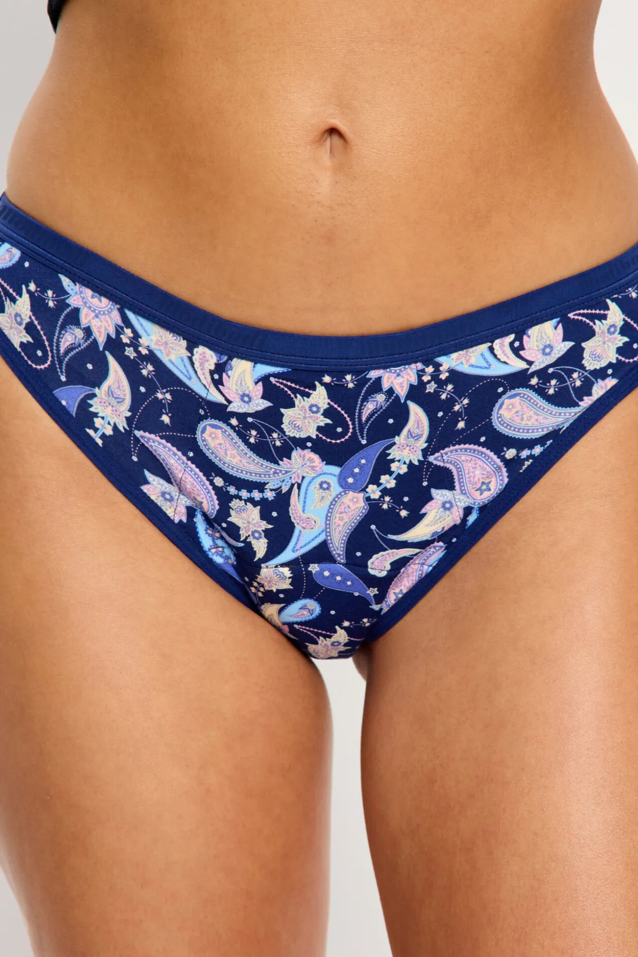 Cueca menstrual em bambu fluxo super azul-marinho