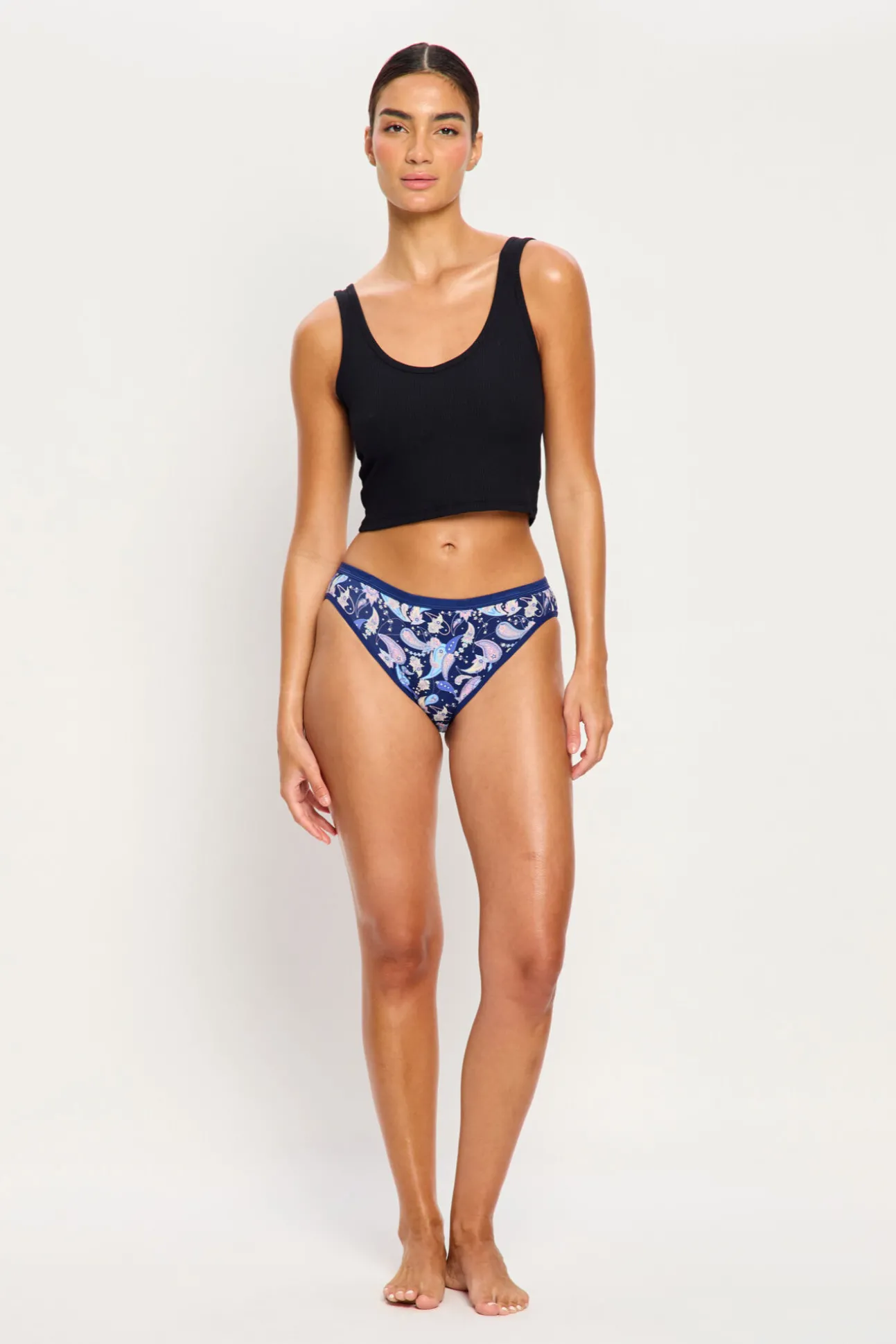 Cueca menstrual em bambu fluxo super azul-marinho