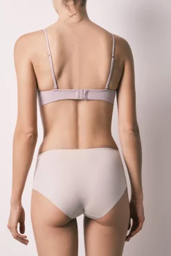 Cueca modeladora cintura alta em mesh bege