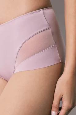 Cueca modeladora cintura alta em mesh lilás
