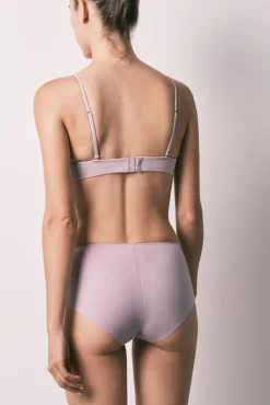 Cueca modeladora cintura alta em mesh lilás