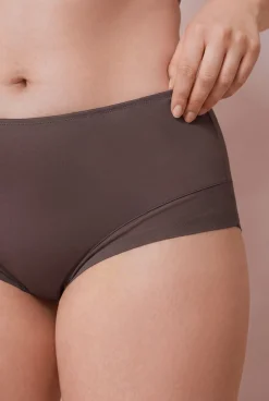 Cueca modeladora cintura alta em mesh burgundy