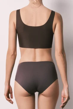 Cueca modeladora cintura alta em mesh burgundy