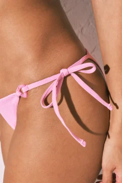 Cuecas de biquíni brasileiras textura crinkle rosa