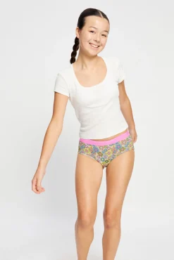Cuecas menstruais SmileyWorld® Boyleg Teen em algodão orgânico fluxo abundante rosa