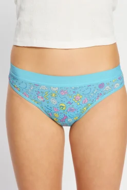 Cuecas menstruais teen em algodão orgânico fluxo abundante SmileyWorld® azul