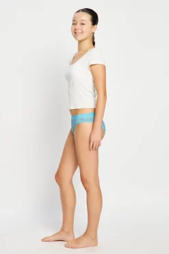 Cuecas menstruais teen em algodão orgânico fluxo abundante SmileyWorld® azul