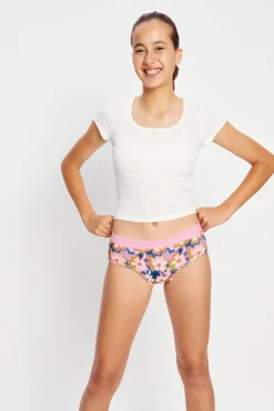 Cuecas menstruais teen em algodão orgânico fluxo abundante Pink