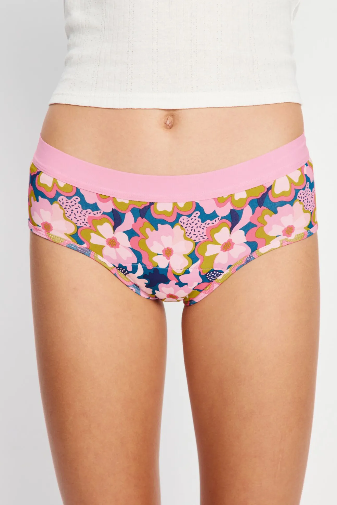 Cuecas menstruais teen em algodão orgânico fluxo abundante Pink
