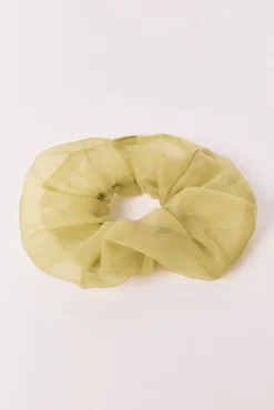 Elástico de cabelo em organza transparente verde