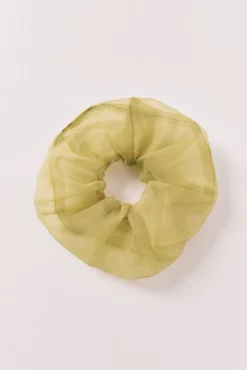 Elástico de cabelo em organza transparente verde