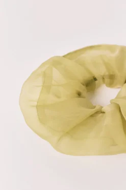 Elástico de cabelo em organza transparente verde