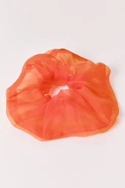 Elástico de cabelo em organza transparente rosa