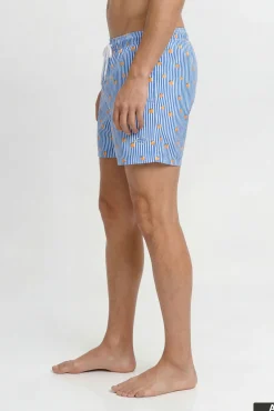 Fato de banho estampado de riscas com logo