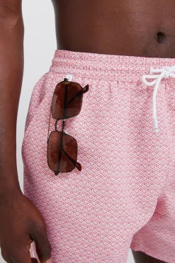 Fato de banho estampado geométrico bolso fecho-éclair