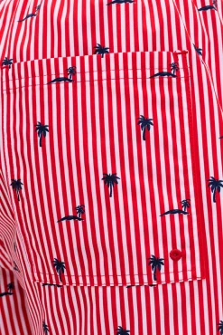 Fato de banho estampado às riscas com logo