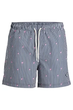 Fato de banho estampado às riscas com logo