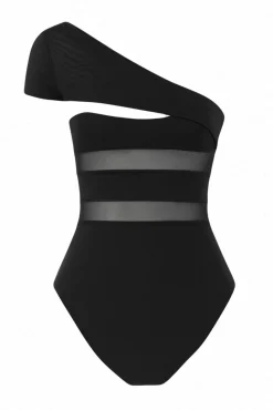 Fato de banho assimétrico cut-out transparências