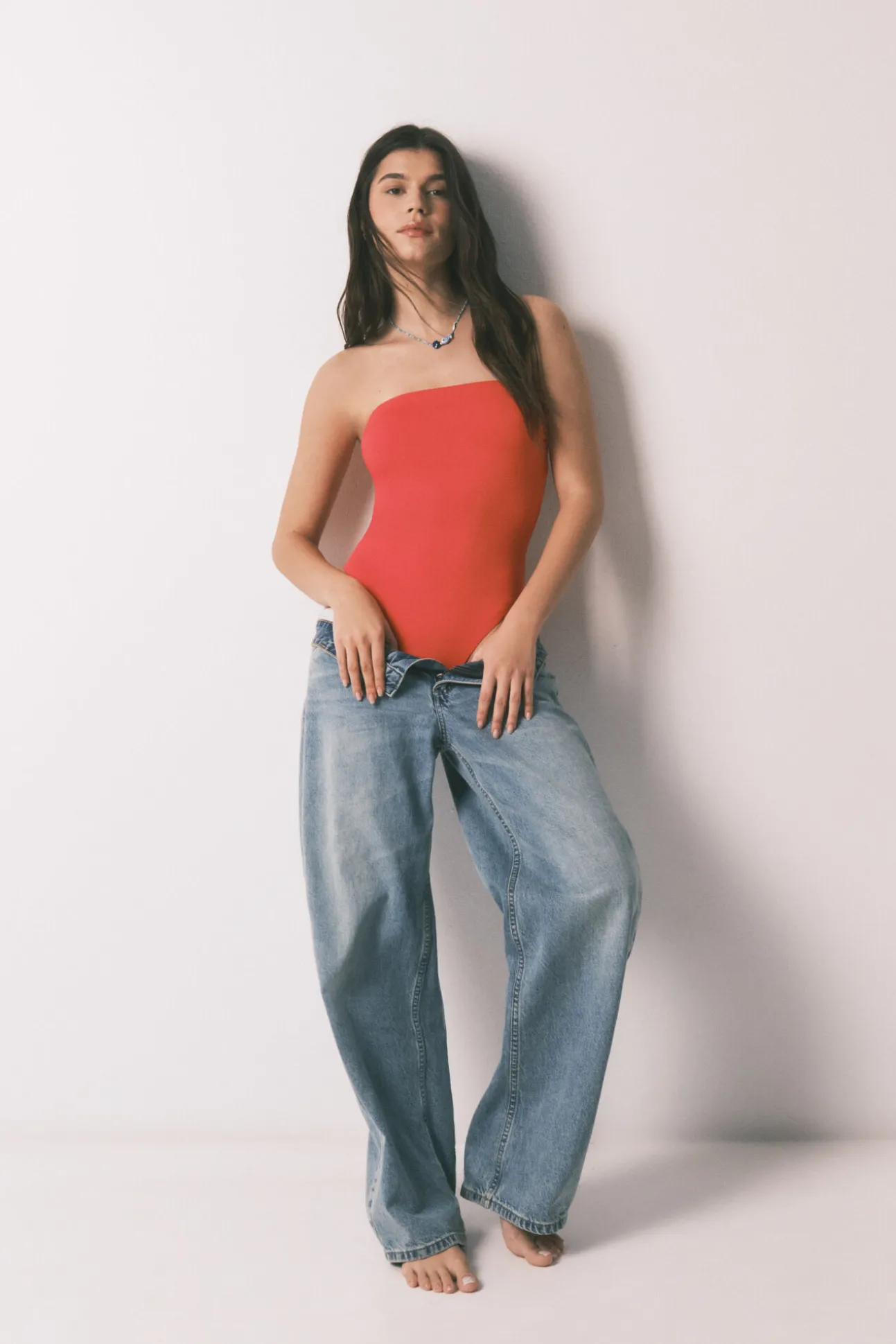 Fato de banho bandeau vermelho