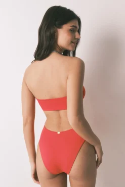 Fato de banho bandeau vermelho